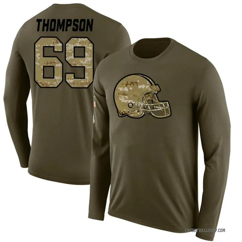 Lorenzo Thompson Men's Olive Cleveland Browns Salute to Service Sideline Long Sleeve T-Shirt