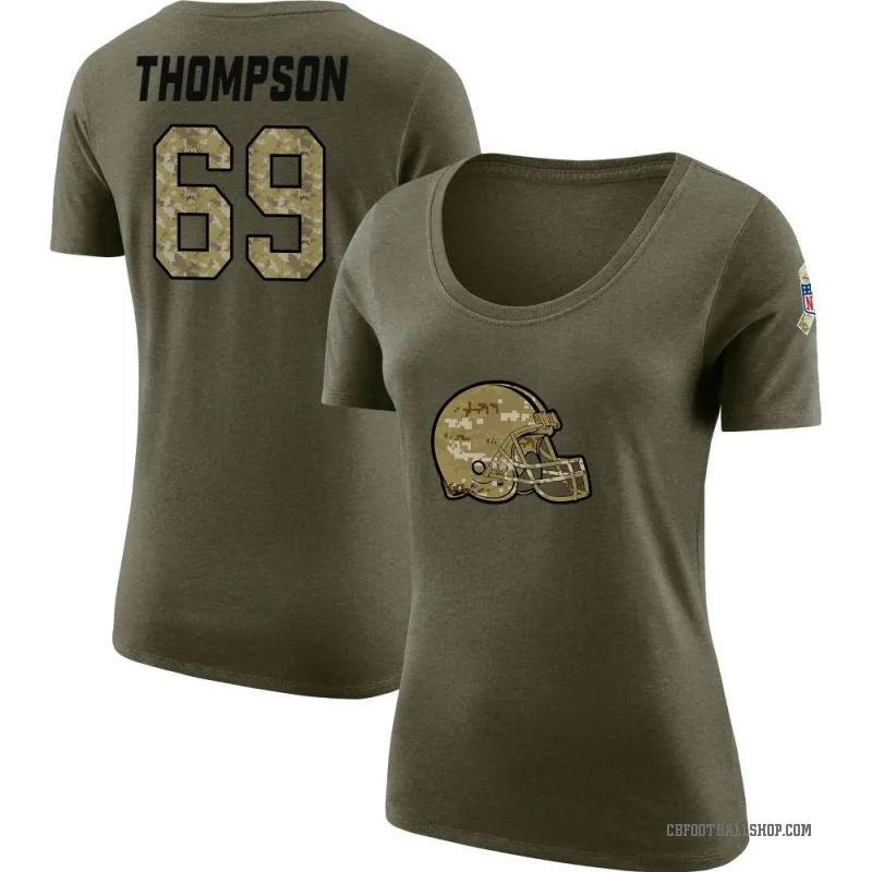 Lorenzo Thompson Women's Olive Cleveland Browns Salute to Service Scoop Neck T-Shirt