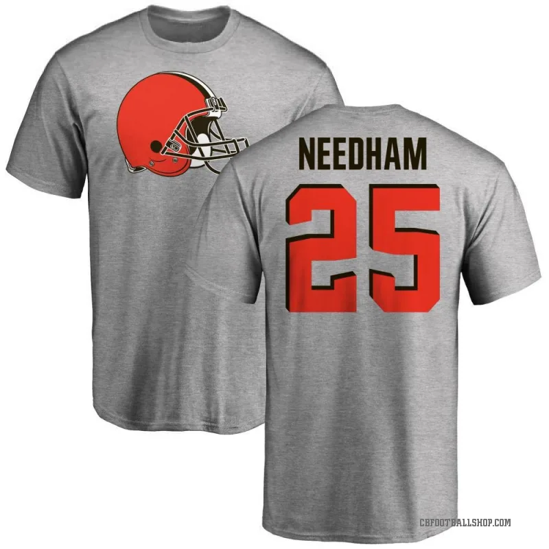 Nik Needham Men's Ash Cleveland Browns Logo T-Shirt -