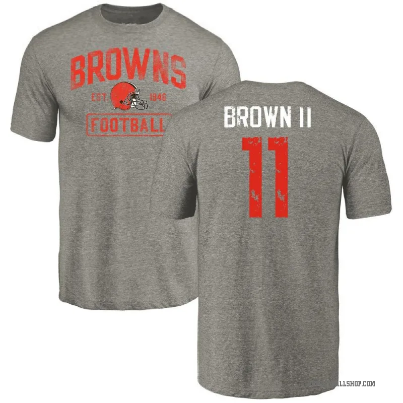 Tony Brown II Youth Brown Cleveland Browns Gray Distressed T-Shirt